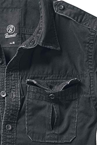 Brandit Vintage Camisa de Manga Larga Y Shortsleeve, Tallas S hasta 7XL - Negro Shortsleeve, M