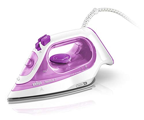 Braun Texstyle 3 SI3030PU - Plancha para la Ropa de Vapor de 2300W con Suela Bidireccional 3D Superceramic, Vapor 140 gr/min, Déposito de 270ml, Color Frambuesa