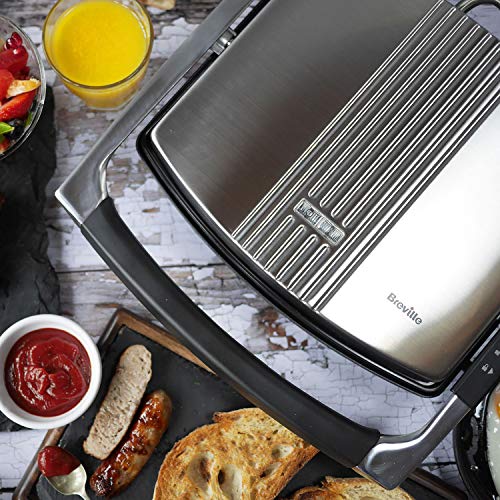 Breville VST026 Sandwichera tipo Panini 2000W, 2000 W, 3 Decibeles, Acero Inoxidable