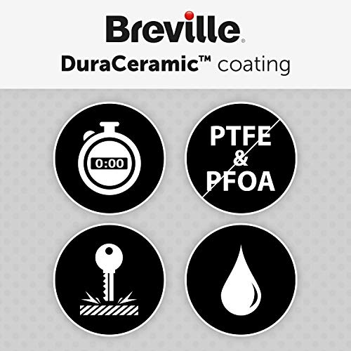 Breville VST074X DuraCeramic - Sandwichera con revestimiento, 850 W, acero inoxidable, platos desmontables, Color Blanco
