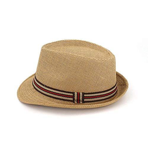 Brim Beach De Verano Sombrero De Panamá Hombre Mujer Sun con Straw Banda Especial Estilo Moda Jazz Beach Cap Handwoven Sun Hat (Color : Beige, Size : One Size)