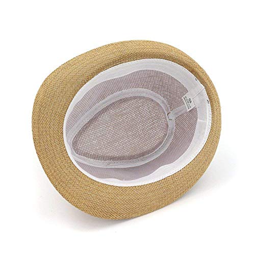 Brim Beach De Verano Sombrero De Panamá Hombre Mujer Sun con Straw Banda Especial Estilo Moda Jazz Beach Cap Handwoven Sun Hat (Color : Beige, Size : One Size)