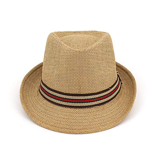 Brim Beach De Verano Sombrero De Panamá Hombre Mujer Sun con Straw Banda Especial Estilo Moda Jazz Beach Cap Handwoven Sun Hat (Color : Beige, Size : One Size)
