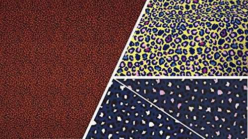 Brissa España. Telas Punto de Algodón Orgánico Por Metro (1mx1.50m). Telas Patchwork Costura Manualidades DIY Estampadas Dibujos e Infantiles. Material Manualidades. (Leopardo amarillo)
