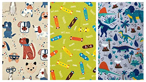 Brissa España. Telas Punto de Algodón Orgánico Por Metro (1mx1.50m). Telas Patchwork Costura Manualidades DIY Estampadas Dibujos e Infantiles. Material Manualidades. (Leopardo amarillo)