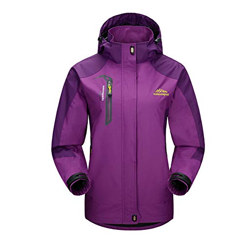 Bruce Lin Chaqueta Impermeable para Mujer,Cortavientos Chubasqueros Al Aire Libre Acampada Senderismo Pesca Caza Montañismo Chaquetas de Softshell con Capucha (XL, Morado)