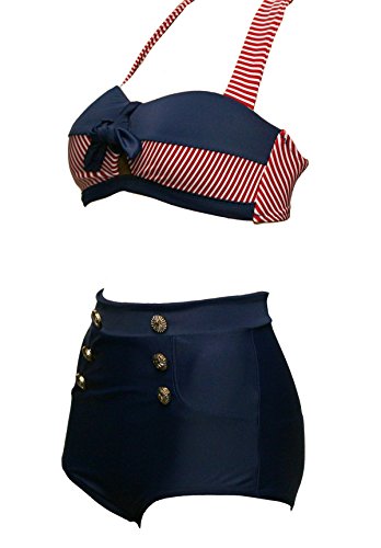 Bslingerie® Conjunto de bikini retro push up para mujer