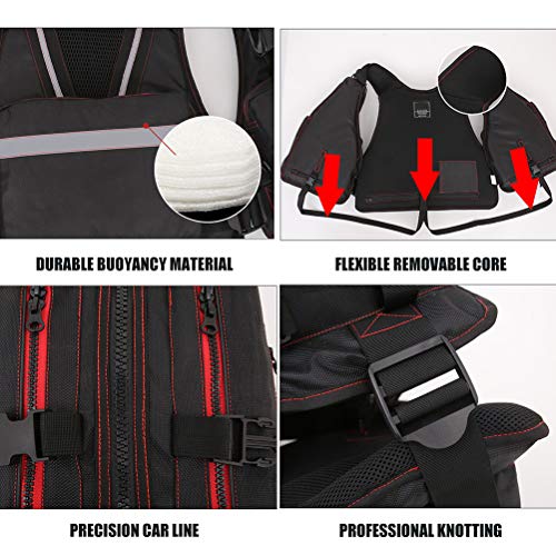 BSTCAR Mochila Chaleco de Pesca, Multi-Bolsillo Transpirable Malla para Fotografía de Caza al Aire Libre de Acampada para Pescar, Hacer Rafting, Pasear en Bote, Surfear, Navegar