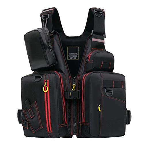 BSTCAR Mochila Chaleco de Pesca, Multi-Bolsillo Transpirable Malla para Fotografía de Caza al Aire Libre de Acampada para Pescar, Hacer Rafting, Pasear en Bote, Surfear, Navegar