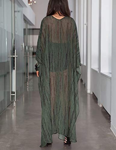 Bsubseach Traje de baño turco de caftán para mujer, vestido largo de playa - verde - Talla única