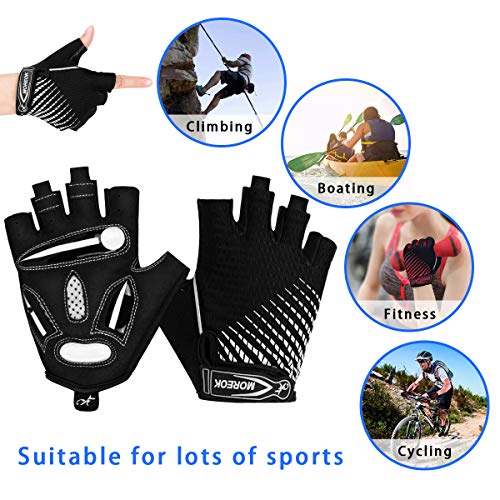 BTNEEU Guantes Ciclismo Medio Dedo Guantes Bicicleta Montaña, Guantes Ciclismo Verano Guantes MTB Gel Antideslizante Transpirable, Guantes Cortos Ciclismo Carretera para Hombre y Mujer (Blanco, L)