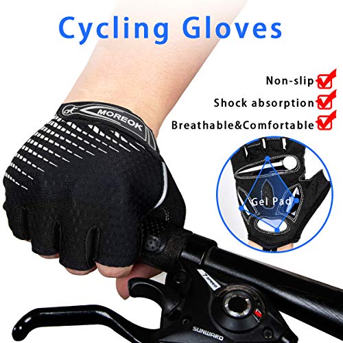 BTNEEU Guantes Ciclismo Medio Dedo Guantes Bicicleta Montaña, Guantes Ciclismo Verano Guantes MTB Gel Antideslizante Transpirable, Guantes Cortos Ciclismo Carretera para Hombre y Mujer (Blanco, L)