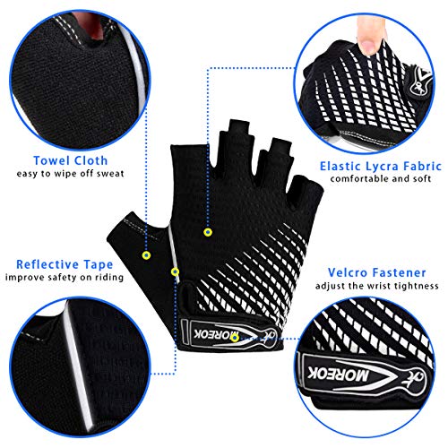 BTNEEU Guantes Ciclismo Medio Dedo Guantes Bicicleta Montaña, Guantes Ciclismo Verano Guantes MTB Gel Antideslizante Transpirable, Guantes Cortos Ciclismo Carretera para Hombre y Mujer (Blanco, L)