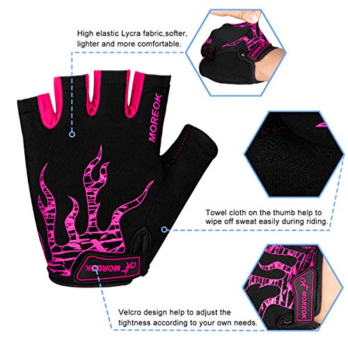 BTNEEU Guantes Ciclismo Medio Dedo Guantes MTB Cortos, Guantes Ciclismo Verano Guantes MTB Gel Antideslizante Transpirable, Guantes Bicicleta Montaña Carretera para Hombre y Mujer (Rosa, M)