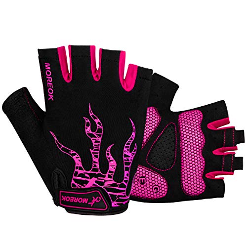 BTNEEU Guantes Ciclismo Medio Dedo Guantes MTB Cortos, Guantes Ciclismo Verano Guantes MTB Gel Antideslizante Transpirable, Guantes Bicicleta Montaña Carretera para Hombre y Mujer (Rosa, M)