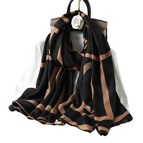 Bufanda De Algodón para Mujer, Chal Cálido De Invierno, Pañuelo A Cuadros Geométricos para Mujer, Bufandas De Primavera para Mujer, 180X90Cm, 2 Marrones