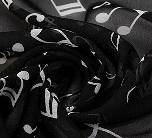 Bufanda de gasa de Da.Wa, ligera, para verano, con diseño musical, bufanda larga tipo chal para mujeres y niñas , Gasa, negro, 172CM*34CM