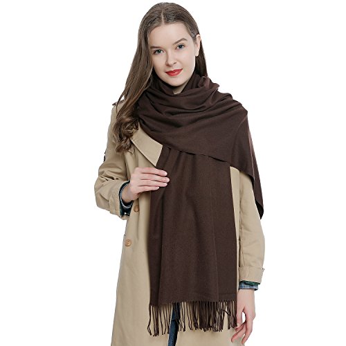 Bufanda de invierno grande para mujer 185 x 65 cm liso suave y cálido - marrón oscuro