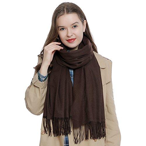 Bufanda de invierno grande para mujer 185 x 65 cm liso suave y cálido - marrón oscuro