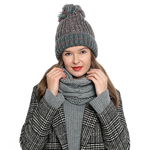 Bufanda de invierno tipo cuello suave y cálida para mujer con diseño de punto - Gris claro