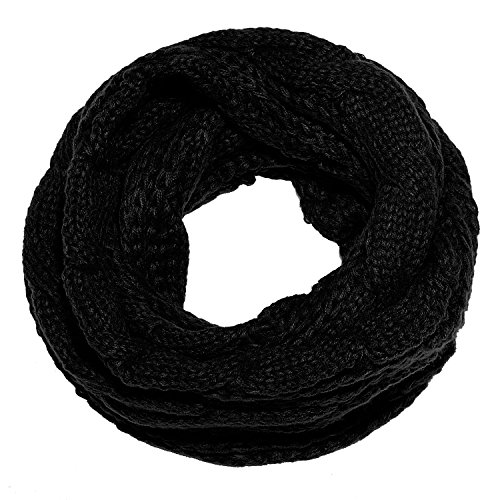 Bufanda de invierno tipo cuello suave y cálida para mujer con diseño de punto - Negro