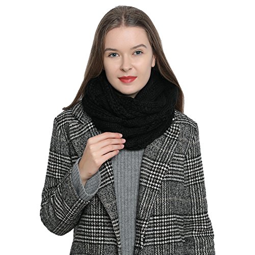 Bufanda de invierno tipo cuello suave y cálida para mujer con diseño de punto - Negro