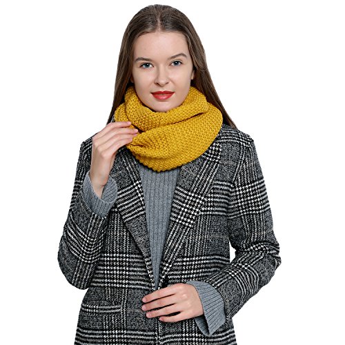 Bufanda de lana de invierno tipo cuello suave y cálida para mujer con diseño de punto - Amarillo