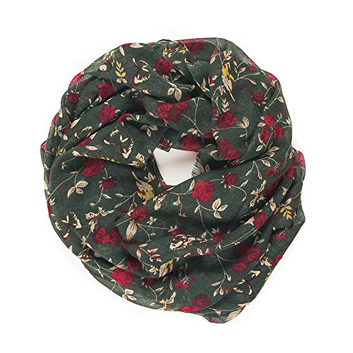 Bufanda ligera con motivos florales para otoño e invierno, bufandas, chal, envoltura para mujer. - verde - Talla única
