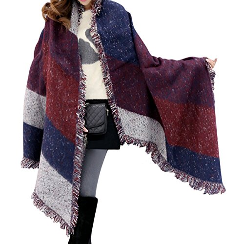 Bufanda Mujer Invierno Chales Mujer Grande Bufandas Mujer Invierno Tartán Cómodo Suave Fulares Invierno Chales Estolas Mantas Scarf (Rojo)