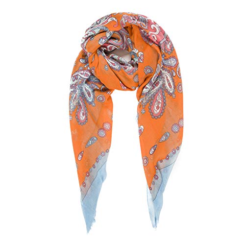 Bufanda para mujer con diseño de Paisley, ligera, de cachemira, moda otoño-invierno, tipo chal - naranja - Talla única