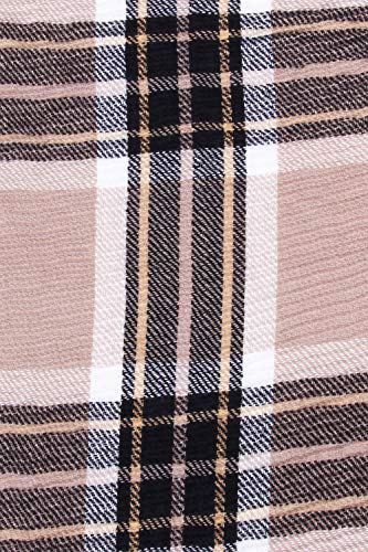 Bufanda plisada con diferentes diseños de cuadros 205 cm x 61 cm Rosa Talla única