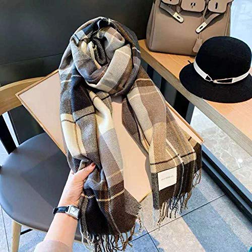 Bufandas bufanda Bufanda a cuadros estudiantes femeninas temperamento de todo fósforo pareja pequeña bufanda de chal a cuadros para mantenerse caliente-marrón_El 190-50CM