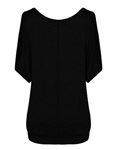 BUOYDM Mujer Casual Camiseta Manga Corta Suelto T-Shirt Tops Negro XL