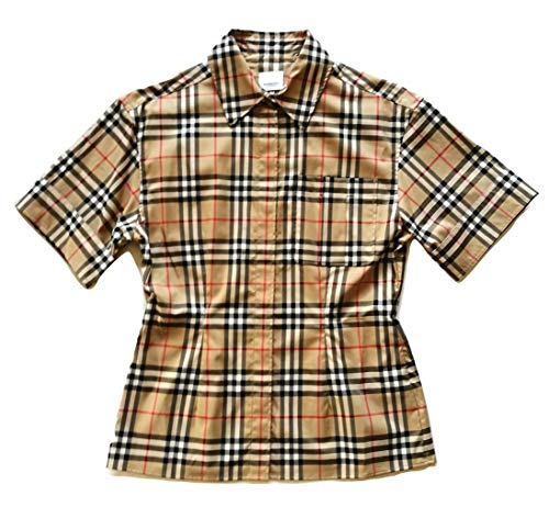 BURBERRY Eleanora 80258231 Archive - Camisa de manga corta para mujer, color beige Check beige. 38