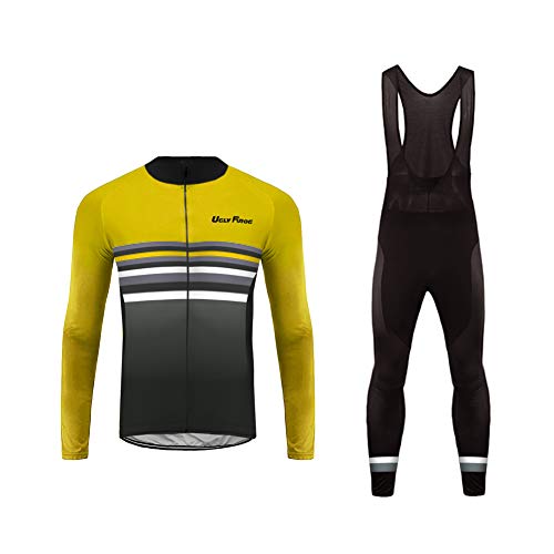 BurningBikewear Uglyfrog Ciclismo Maillots+Pantalones Hombres Bib Set Winter with Fleece de Bicicleta de Ropa de Ciclo ZRMX03F