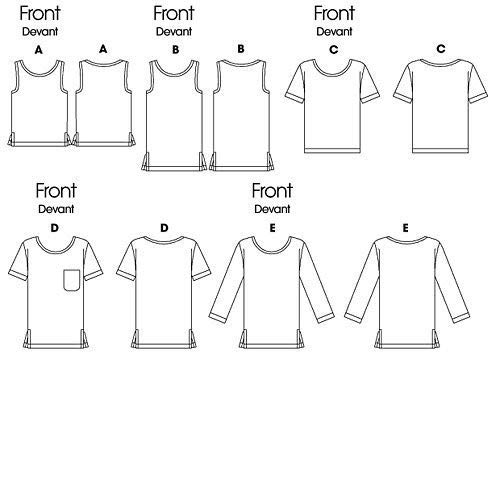 BUTTERICK 3383 - Patrón de Costura para Confeccionar Camiseta de Mujer (5 diseños, Tallas XS, S y M, Instrucciones en inglés y alemán)