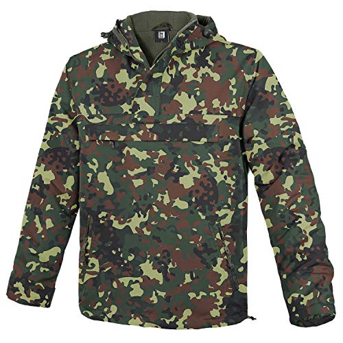 BW-ONLINE-SHOP Chaqueta cortavientos con capucha para hombre con forro polar camuflaje XL