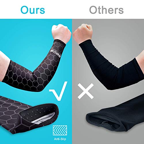 Bwiv Unisex Manguitos del Brazo para Deportes Anti UV UPF 40+ en Forma de Panal Manguitos refrescantes para Actividades al Aire Libre 1 par Negro S