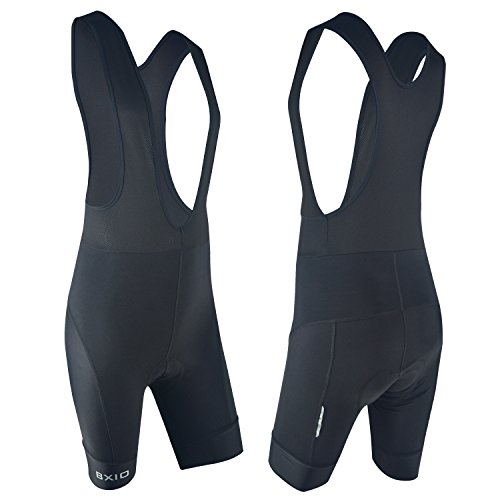 BXIO Pantalones Cortos de Ciclismo Hombre, Ropa Interior de Bicicleta con Mullido de Gel 9D Acolchado, Calzoncillos de Bicicleta para Hombres y Mujeres (Black Bib Shorts, XL)