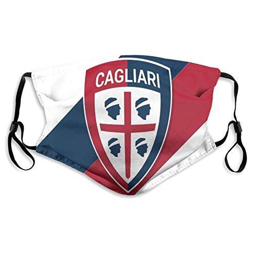 Ca-Gliari C-alcio - Bufanda ajustable con 2 filtros lavable reutilizable para mujer y hombre