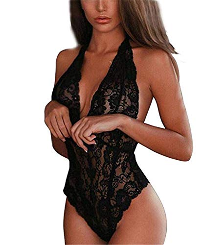 Cabeen Teddy Bodysuit Babydoll Conjuntos de Lencería Mujer Encaje Atractivo Pasión Ropa Interior de Dormir