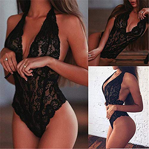 Cabeen Teddy Bodysuit Babydoll Conjuntos de Lencería Mujer Encaje Atractivo Pasión Ropa Interior de Dormir