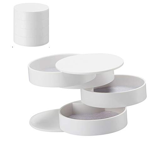 Caja de Joyería,Joyeros Redondos Caja Joyero Organizador Rotación de 360° para Niñas y Mujeres,Anillos,Pendientes,Collar,Almacenamiento