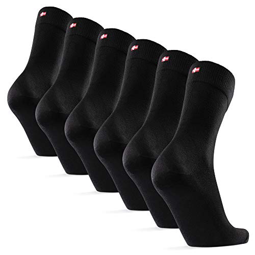 Calcetines de Bambú 6 Pares (Negro, EU 35-38)