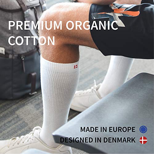 Calcetines de Compresión de Algodón Orgánico Pack de 3 (Blanco, EU 35-38)