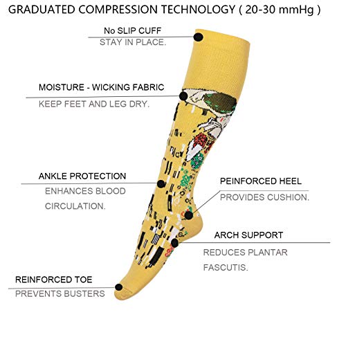 Calcetines de compresión para hombres y mujeres (3 pares) antideslizantes de tubo largo, ideal para correr, enfermera, viajes, vuelo, embarazo 15-25 mmHg