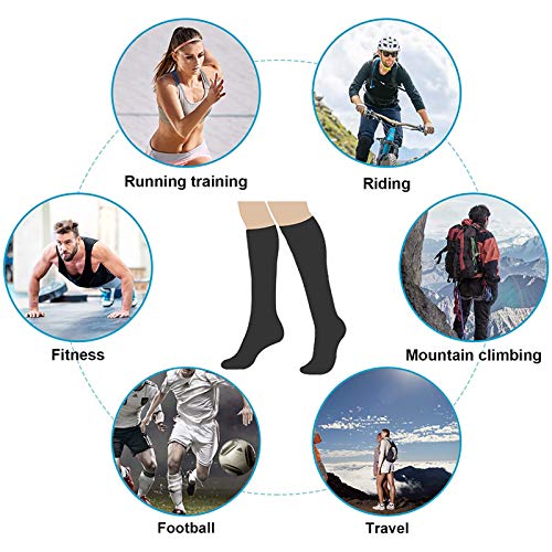 Calcetines de compresión para hombres y mujeres (3 pares) antideslizantes de tubo largo, ideal para correr, enfermera, viajes, vuelo, embarazo 15-25 mmHg