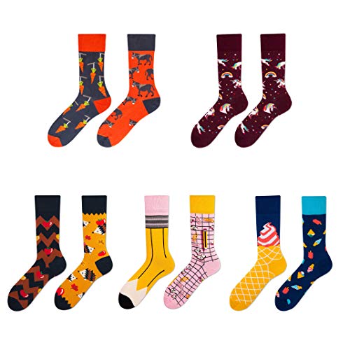 Calcetines de Mujer AB Calcetines Estampados Coloreados Algodón Calcetines Nuevo y de Calcetine Moda para Mujeres y Niñas 5 Pares