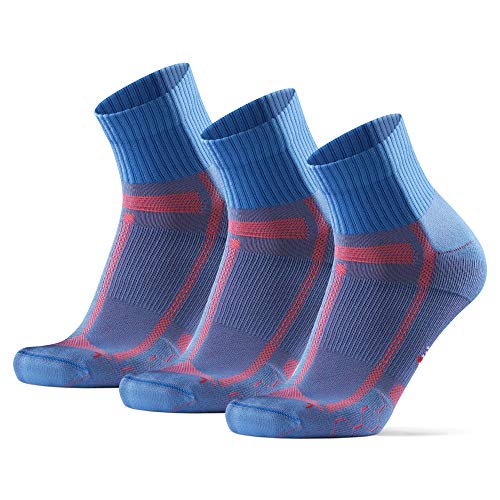 Calcetines de Running para Largas Distancias, para Hombre y Mujer Pack de 3 (Azul Claro/Naranja, 39-42)