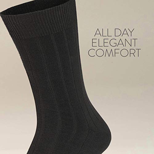 Calcetines hombres y mujeres 39-42 - Calcetines canalé negros algodón trabajo y negocios - Calcetín clásico – Calcetines largos mujer - Calcetines altos hombre - tallas 39, 40, 41, 42 - Pack de 10